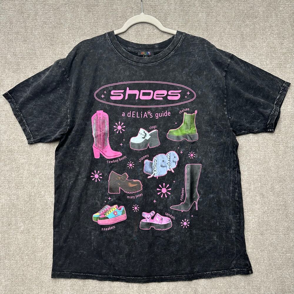 Dolls Kill Delias Shoes Classification Graphic Tee Acid Wash Distressed - Small